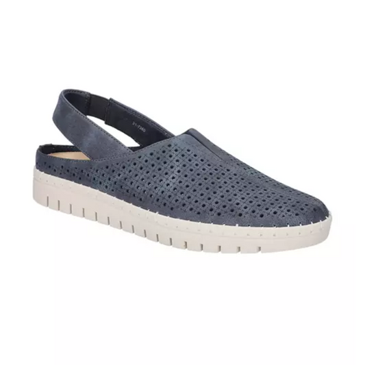 A women's So Fresh in Navy slip-on shoe by EASY STREET with perforated soles.