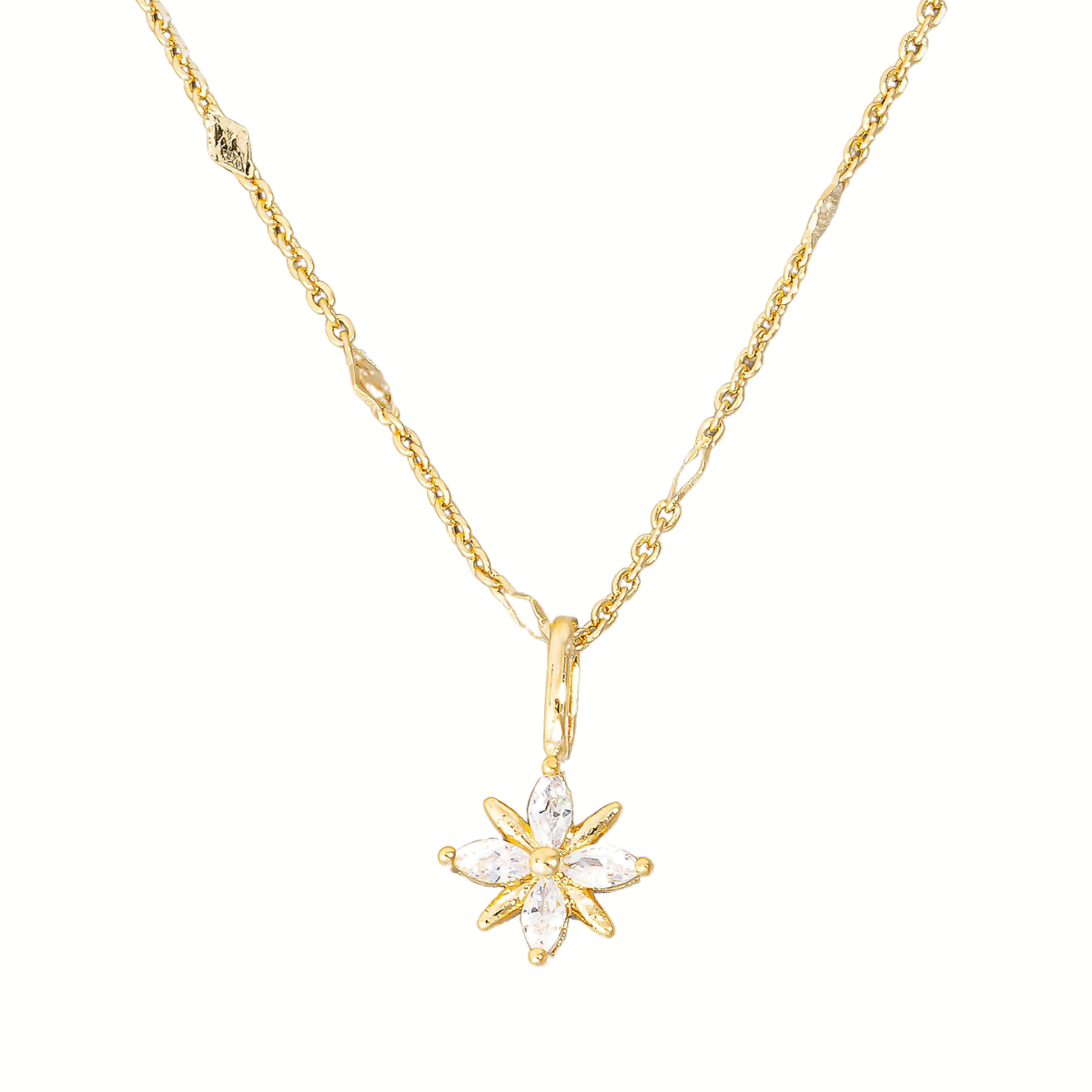 FASHION GO Rhinestone Star Pendant Necklace, embellished with small gemstones, isolated on a white background. Main image