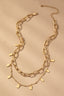 Two Row Chunky Chain with Rectangular Drops by FASHION GO, displayed on a beige background.