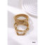 Gold-tone four-piece bracelet set with two bead bracelets, round disc links, and paperclip chain