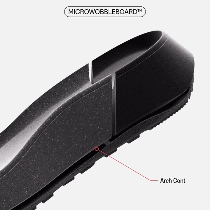 A cross-section of the Lulu Leather Flip-Flop in Burnt Berry by FITFLOP USA LLC shows its Microwobbleboard midsole with arch contour for support, emphasizing the ergonomic footbed and triple-density cushioning.