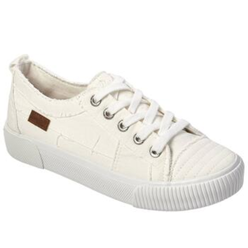 A white women's BLOWFISH CLAY WHITE fashion item with laces and a white sole.