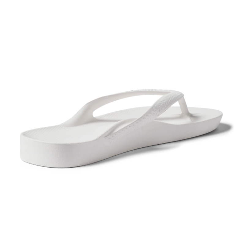 A white ARCHIES FOOTWEAR LLC Archies Flip Flops biomechanically providing support with a flop flop. Main image