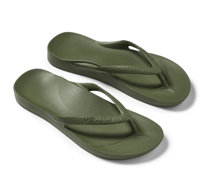 A pair of khaki ARCHIES Flip Flops by ARCHIES FOOTWEAR LLC on a white background. Main image